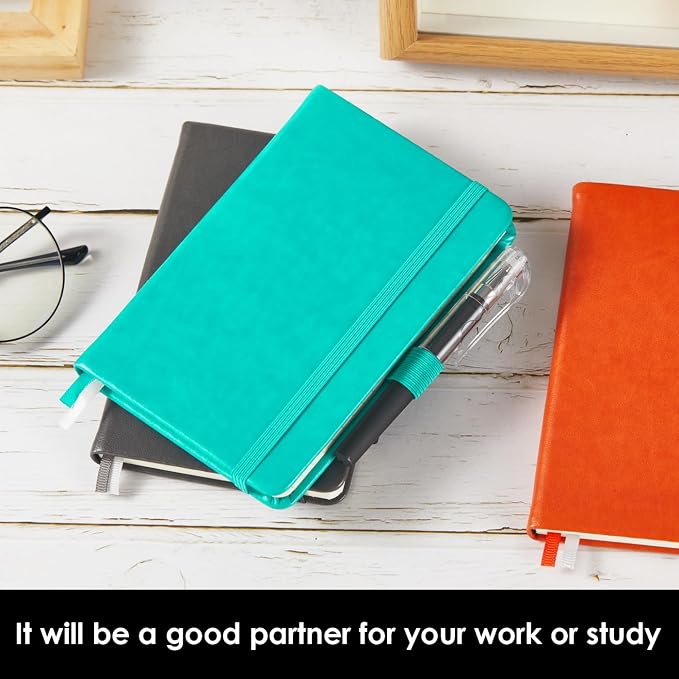 NIRMIRO Small Pocket Notebook Journal for Men/Women, 3 Pack A6 Mini Small Notepad Note Book 3.7" x 5.7" with Pen Holder for Work Travel Writing, Leather, Grey