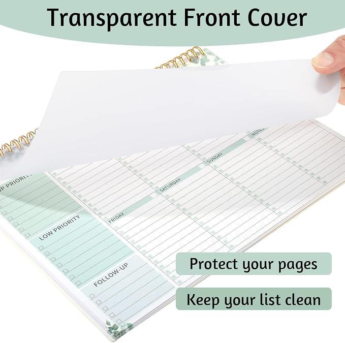 Thboxes 52 Sheets Weekly To Do List Notepad, 8.5" x 11" Efficiently Plan Weekly Task List Notepad for Student Work Home Office School Improve Focus and Efficiency Weekly Planner Green