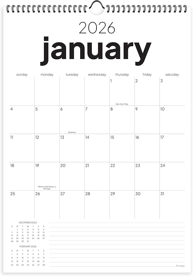 Wall Calendar 2026-2027, 18 Months, Runs from January 2026 to June 2027, 17" x 12" Large Wall Calendar with Hanger, Thick Paper and Spiral Binding. Simple and Stylish Aesthetic Design.