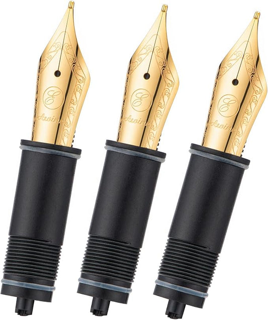 Asvine 3 PCS Fountain Pen Replaced Nibs, 6 Gold Plated EF Nib V169, P20, P30 and V126