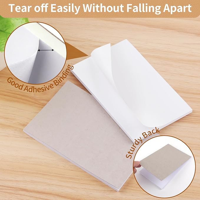 Note Pads 4x6 Inch, 12 Pack Blank Scratch Pads for Writing, 50 Sheets Per Memo Pad for Jotting Down Quick Notes, White Pad of Paper for Grocery Shopping Lists, Tear off Notepad, Small Server Notebook