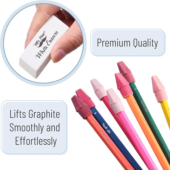 Mr. Pen- School Eraser Combination Set, 66 Pack, Pink Shades | Latex Free Erasers for School, Office, Art Sketching, Homework, Exams, Clean Smudge-Free Correction