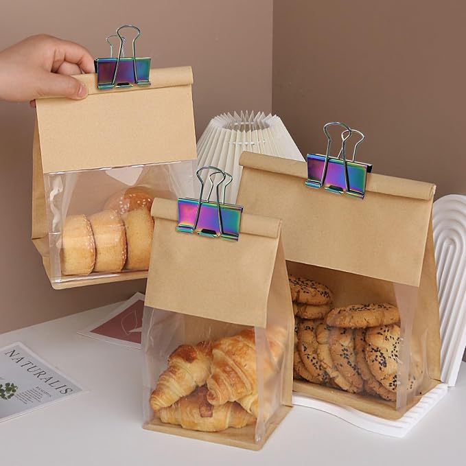 2 Inch Rainbow Paper Clamps, Medium Binder Clips for Home Office, 2 Pcs | 2-pack, Medium Rainbow Binder Clip, Colorful Paper Clamps, for Organizing Office Files, Folders, and Documents.
