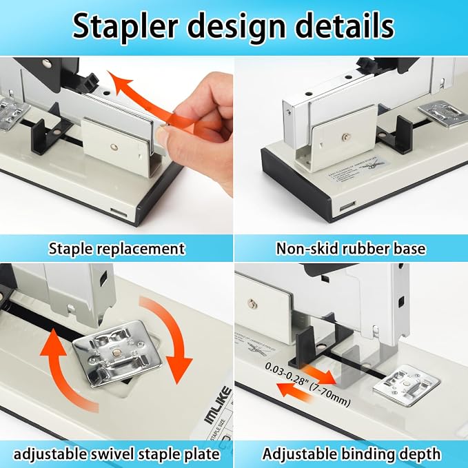 IMLIKE Heavy Duty Stapler with 2000 Staples：200 Sheets High Capacity Manual Desk Stapler,No Jam,Non-Slip,Include High Strength 23/13 & 23/23 Staples
