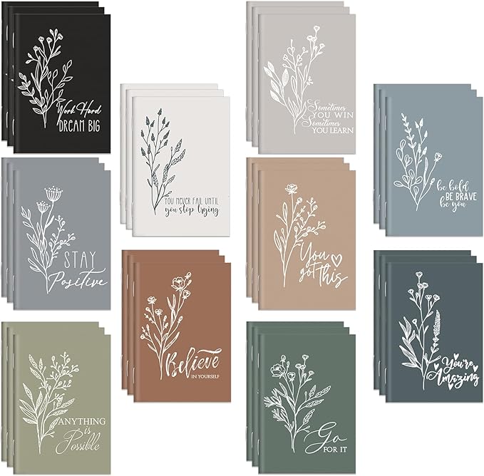 Feifeiya 30 Pcs Motivational Mini Notebooks Bulk Pocket Inspirational Journals Notepads Back to School Gifts Bulk for Teacher Employee Coworker Office Staff Nurse Social Worker(Motivational)