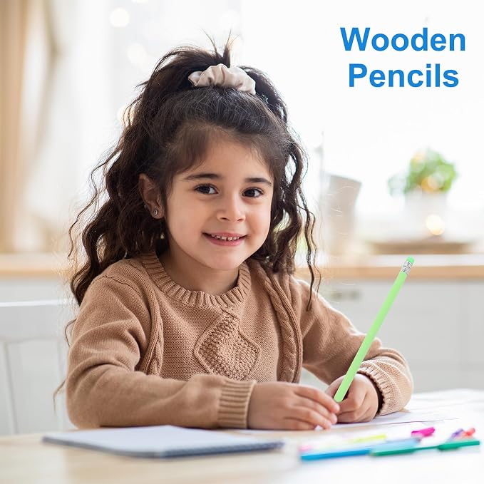 PATIKIL Round Pencils, 36 Pack Triangle HB Graphite Pencil Woodcase Wooden Pencils with Eraser for Classroom Office Writing Drawing Supplies, Yellow