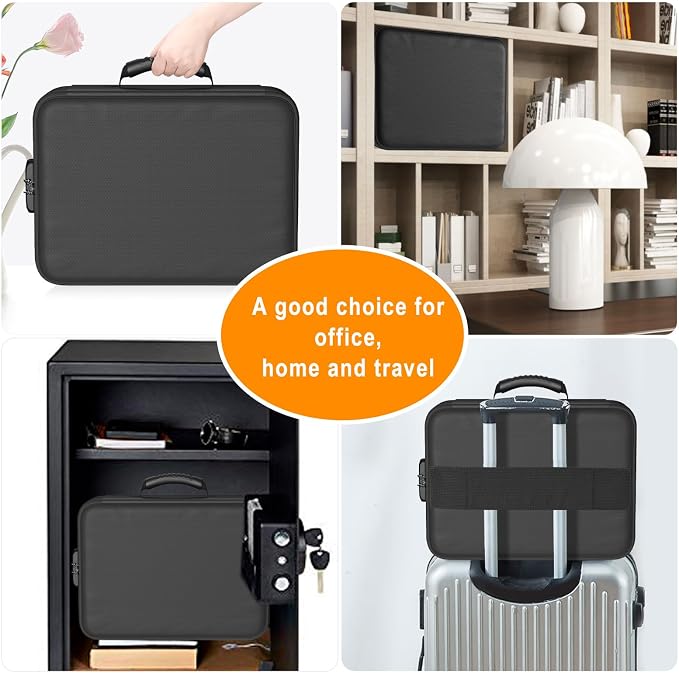 DocSafe 5200°F Fireproof Document Organizer Box with Lock, Heat Insulated | Upgraded Fire＆Water-Resistant Box 8 Layers File Organizer,Portable Home Travel Safe Storage for Important Documents and More