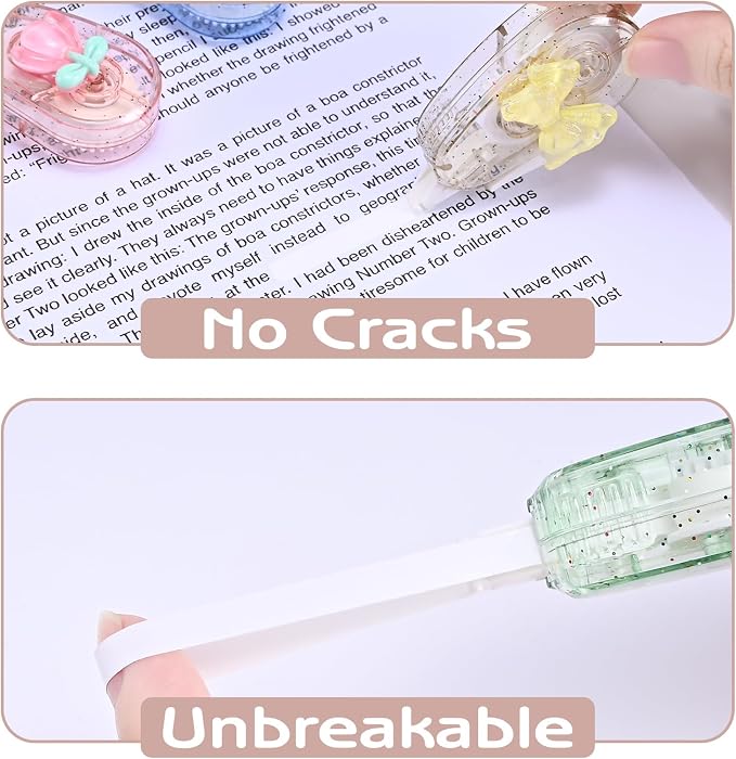 Temiary 6P Aesthetic Correction Tape, White Smooth Pull Out, Flower | Cute Correction Applicator for Instant Corrections, Aesthetic Correction Tapes for Students Back To School Office Supplies