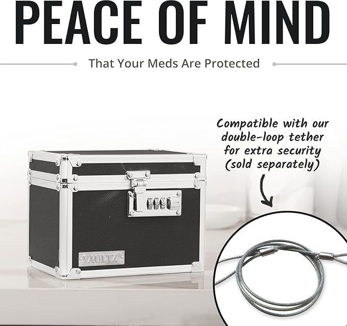 Vaultz Medicine Lock Box - 4 Pack - 5 x 7 x 5 Inches - Secure Cabinet Safe with Combination Lock - Ideal for Medications and Small Valuables - Black | Secure cabinet safe for medications, cash and small valuables, compact design fits shelves, drawers o...