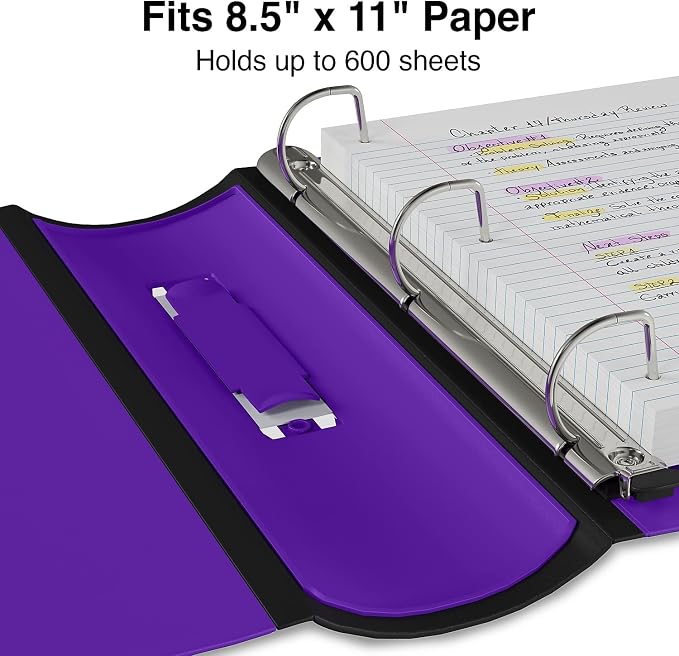 Staples Better Binder, 3" Heavy‑Duty D‑Ring 3‑Ring Binder, Purple, Reinforced Spine, 600‑Sheet Capacity, Durable Organizer for Office, School & Presentations, 2‑Pack