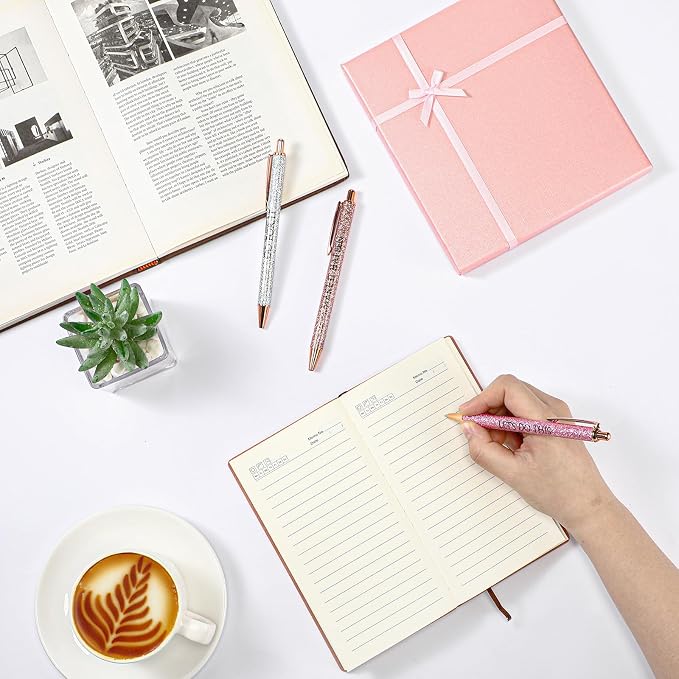 Thenshop 5 Pcs Difference Maker Gifts Journal with Pen Leather Notebook 3 Ballpoint Pens Box Thank You Gift for Nurse Boss Employee Coworker Teacher Volunteer Social Worker Assistant(Pink)