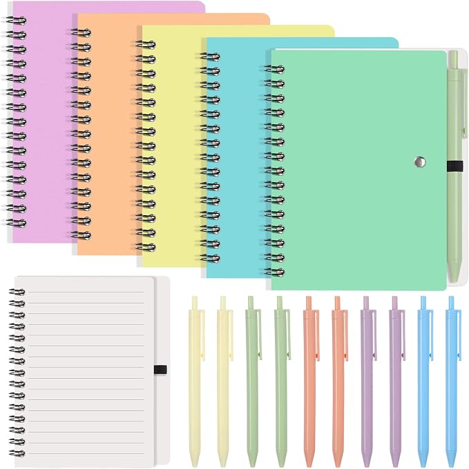 Resurhang 15 Sets Small Notebook Journal with Pen Bulk 4.5 * 5.5 Inch Pocket Size Spiral Lined Notepad for Women Men 100 Pages Notebook Employee Appreciation Gift for Work Study (Pastel)