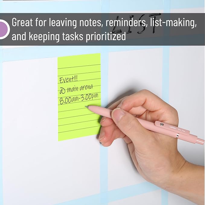 Mr. Pen- Lined Sticky Notes, 3" x 4", 6 Pads, 60 Sheets/Pad | Sticky Notes with Lines, Ruled Post Stickies, Memo Pads, Self-Stick Note Pad for Office, School, Home, Study
