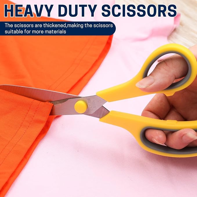 BURVAGY 8" 20 Pack All Purpose Heavy Duty Scissors- Comfort-Grip Sharp Scissors for Office School Sewing Fabric Craft High/Middle School Student Teacher Scissor, Right/Left Hand