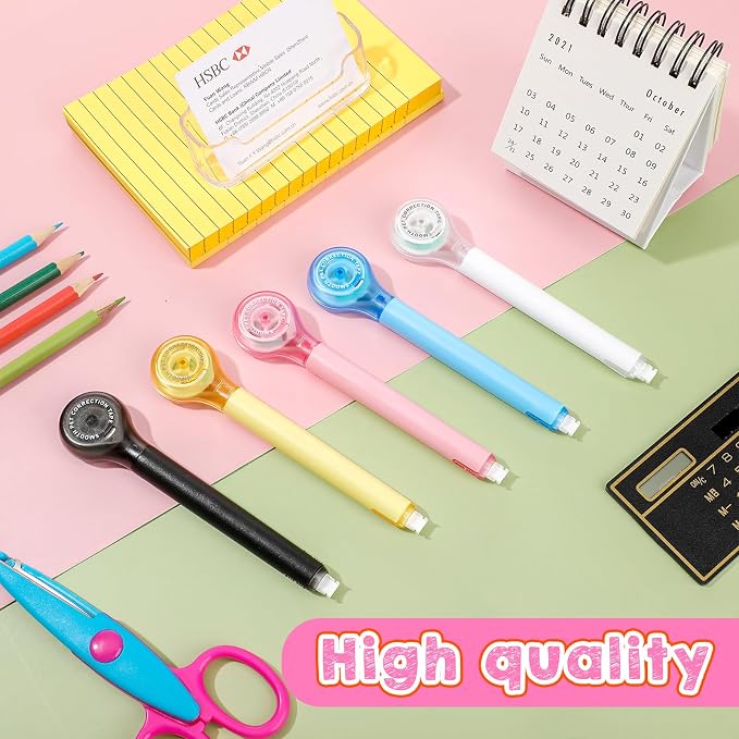 Gersoniel 50 Pack Correction Tape Pen Correctional Ink Tape Push Pull Protective, Easy to Use Applicator for School Office Supplies, 0.2 x 236 Inch (Bright Color)