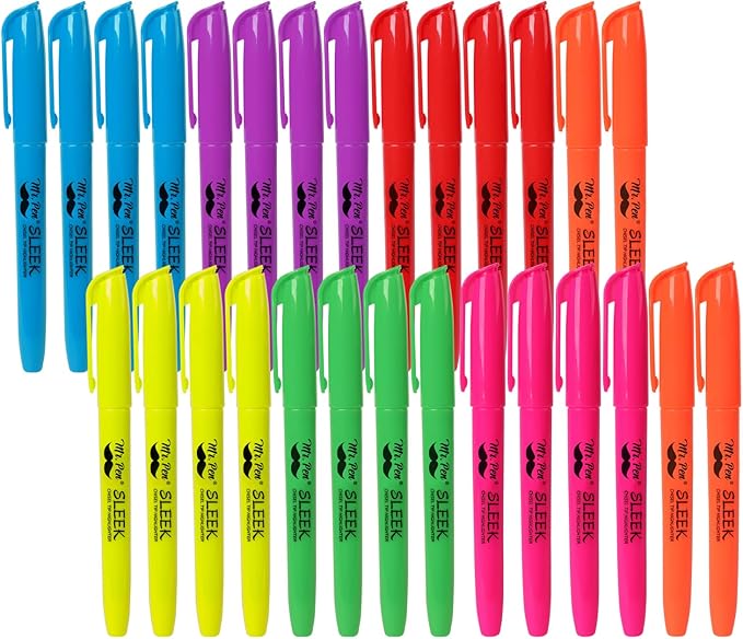 Mr. Pen- Highlighters Assorted Colors, 28 Pack, Chisel Tip | 7 Bright Fluorescent Colors, Quick Dry, Odorless & Non-Toxic Ink