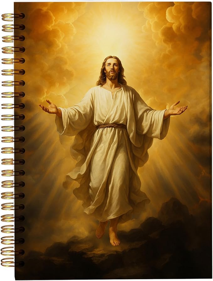 bitCNY Risen Christ Notebook – Jesus Ascension Christian Journal – Spiritual Religious Notebook for Devotions and Prayer, Spiral Bound 5.5x8.3 Inches