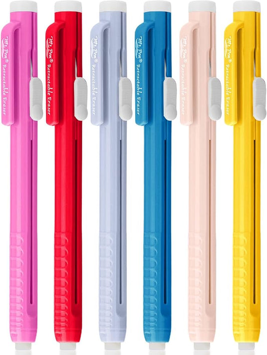 Mr. Pen- Retractable Mechanical Eraser Pens, 6 Pack, Ice Cream Colors | Latex-Free Precision Pencil Erasers for Artists, Students, Drawing, Sketching & Drafting
