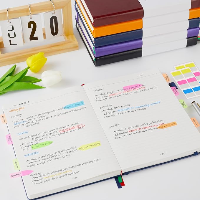 FOCUS DAY A4 Hardcover Notebook, Large 8.5 x 11 Notebook Journals for Writing Note Taking Women & Men, 320 Pages Hardcover Work Notebook Journal Notepad Writing Pads, Orange
