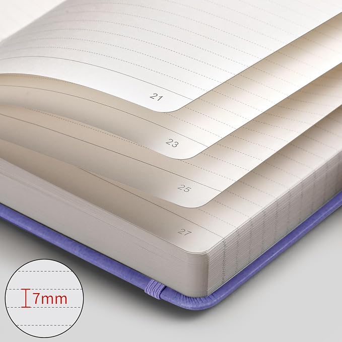 AHGXG Lined Journal Notebook, 320 Numbered Pages, A5 (5.75'' X 8.38'') | Thick Lined Notebook for Note Taking, 100GSM Paper, Leather Hardcover, for Women Men (Purple)