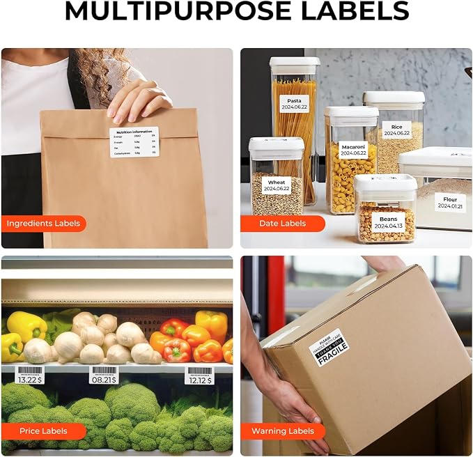 MUNBYN 3x2 Thermal Labels, 500 Sheets/1 Roll, White | Strong Adhesive & Perforated, Non BPA&BPS for Small Business, Shipping, Bakery, Barcode, Price Tag