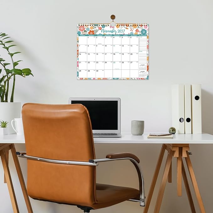 Wall Calendar 2026-2027 - Jul 20226 - Dec 2027, 18 Months Hanging Calendar 2026-2027, 11" x 8.5", Spiral Binding, Julian Dates, Large Block, Notes, To-do List, Thick Paper, Perfect for Organizing