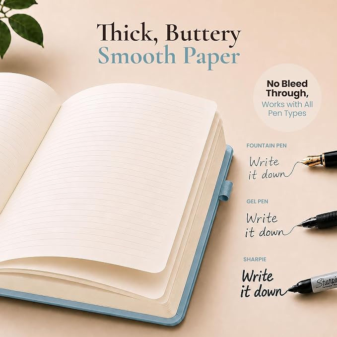 Lined Journal Notebook Hardcover Leather Bound 200 Pages A5 Blue Diary | College Ruled 5.7x8.4" Journaling Notebooks for Men & Women, Writing for Personal, Small Travel Daily Note Book Tree of Life