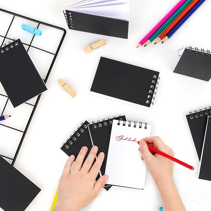 Hooqict 10 Pack Pocket Notebook 3x5 Small Spiral Notepads Black Mini Notebooks with Lined Pages, Memo Note Pads for Work, Office, School, 50 Sheets/100 Pages