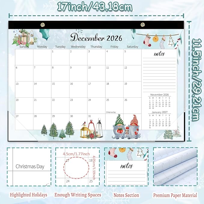 GuassLee Monthly Desk Calendar 2026-2027 - 19 Months 17" x 11.5" Calendar from Jun. 2026 to Dec. 2027, Monthly Planner with Watercolor Design Corner Protectors for Office School Home Organizing