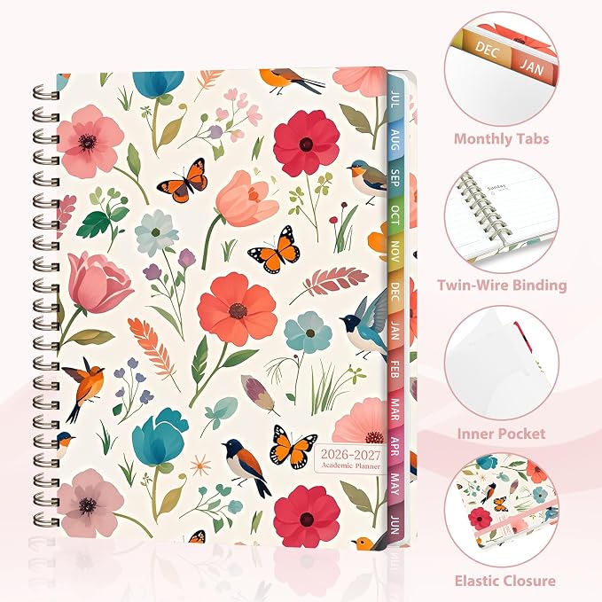 Planner 2026-2027, Weekly and Monthly Academic Year Calendar Planner, July 2026 - June 2027, Daily Agenda Book for Office School Supplies, Letter Size(8.5'' x 11'')