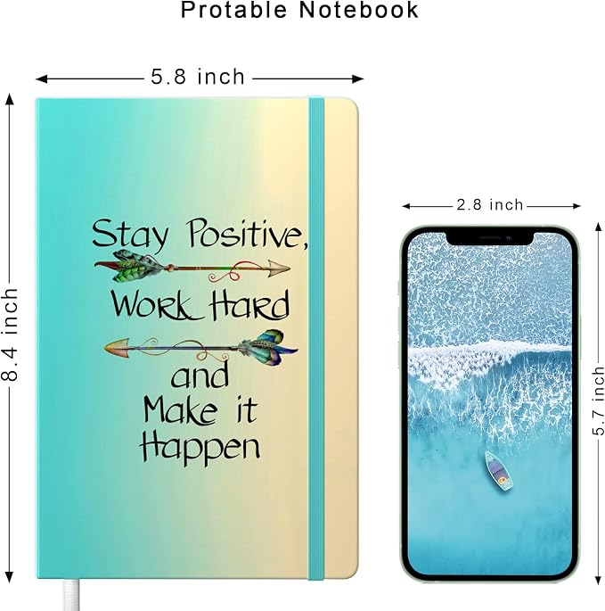 Lined Journal Notebook, Hardcover Journal for Women, Medium 5.7 x 8.4 in, 160 Pages Thick Paper, Cute Aesthetic Floral College Ruled Notebook for Writing Journaling Work School Office, Quotes
