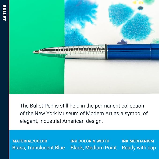 Fisher Space Pen Blueberry Bullet Pen, Pressurized Ballpoint Pen, Compact Size, Writes Upside Down and in Extreme Temperatures, Smooth Black Ink, Medium Point, Gift Box, Made in the USA
