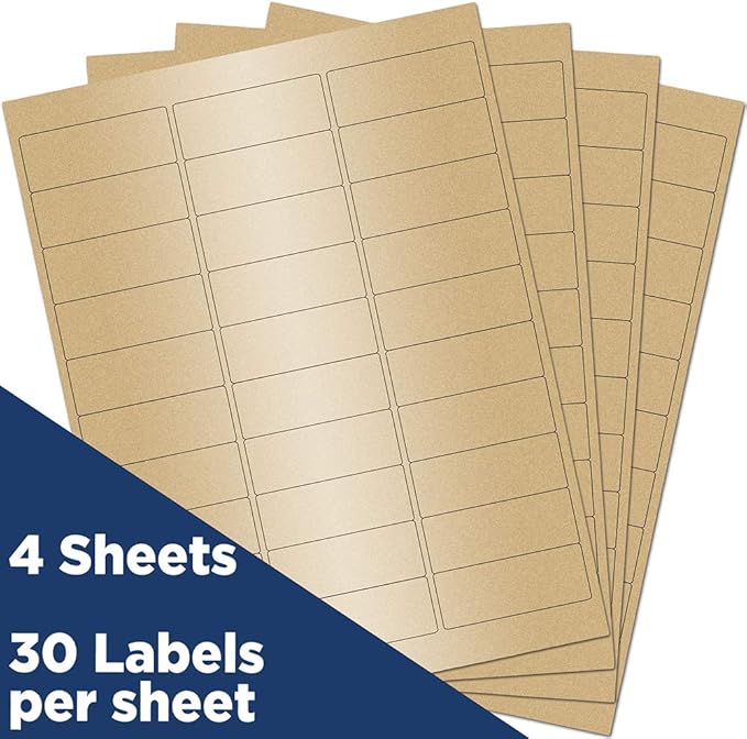 JAM PAPER Return Address Labels - Standard Mailing - 1 x 2 5/8 - Gold Metallic - 120 Shipping Labels/Pack