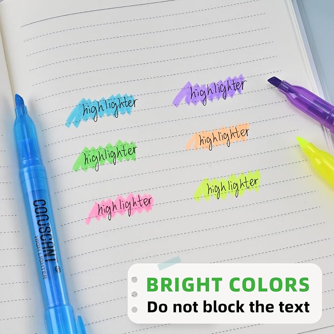 coruscant Highlighter - 36 pack color highlighter, color transparent visible fluorescent pen shell, wide chisel point mark, fluorescent pen, school, office