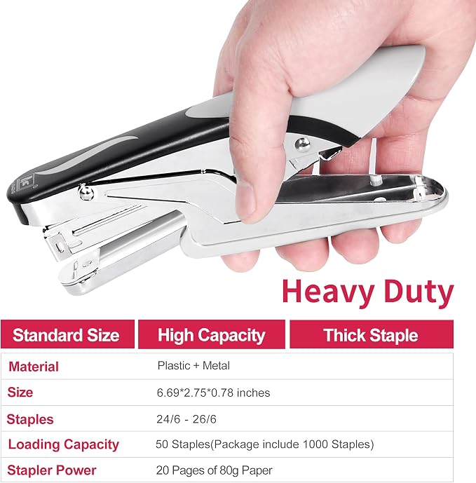 Stapler Heavy Duty with 1000 Staples and Staples Remover, 20 Sheet Capacity, Office Desk Stapler for Stapling Home School Warehouse Handmade, No Jam