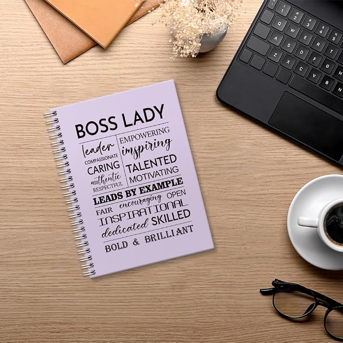 Boss Lady 160 Blank Pages Hardcover Spiral Notebook for Women Boss | New Business Owner Gifts for Boss Female, AppreciationPresentfor Women Entrepreneurs, Boss Day Women's Day Gifts