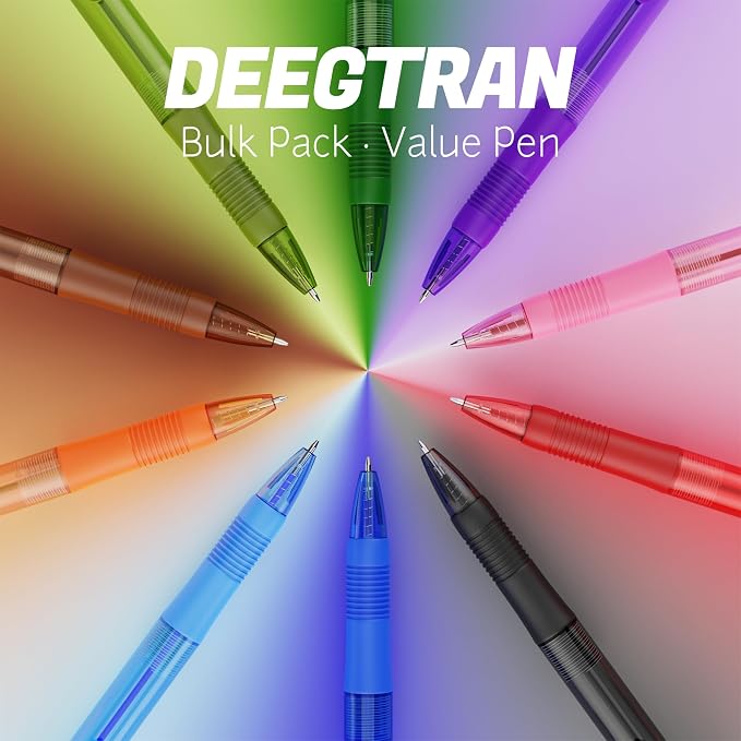 deegtran Pens Bulk, 30 Pack No Bleed Orange Ink Click Pens with Soft Grip, Wholesale Retractable Ballpoint Pens for Office School, Medium Point Smooth 1.0MM
