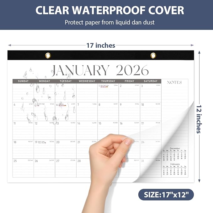 2026 Desk Calendar, Large Desktop/Wall Monthly Calendar (Jan. 2026 - Jun. 2027) 17'' x 12'' School Year Desk Planner for Teacher Family School Office Supplies