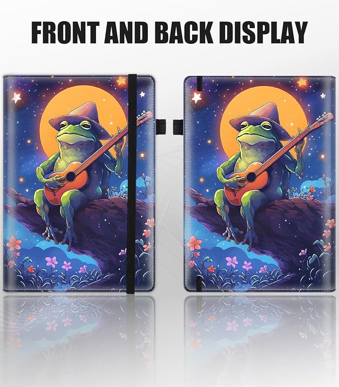 Hardcover Executive Notebooks, A5 PU Leather Lined Journal Notebook, 200 Pages Thick Paper Subject Notebooks for School,Work,Home Writing Business Notebook, Diary Book ， Watercolor Frog