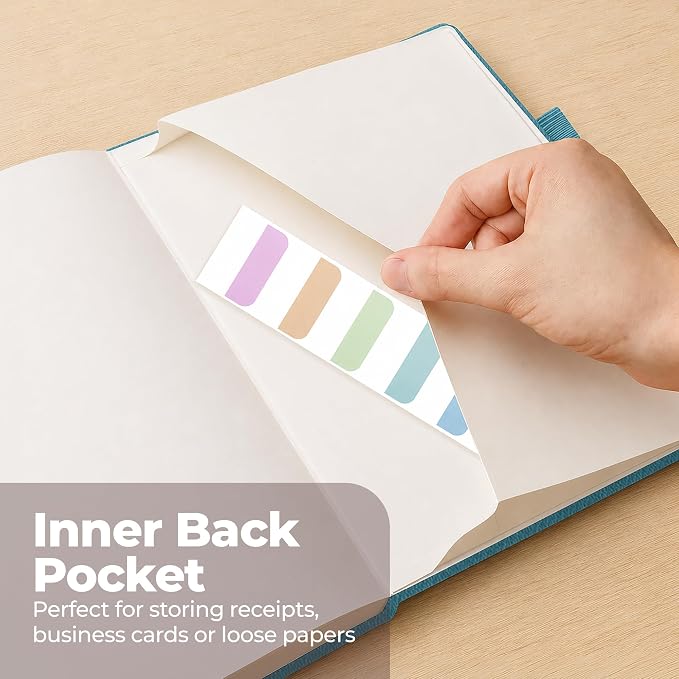 A5 Leather Notebook Journal Light Blue Lined Thick 300 Pages 5.8x8.3" | Leather journal for men & women, journal notebook, journals for writing. Premium mens notebook for work and travel.