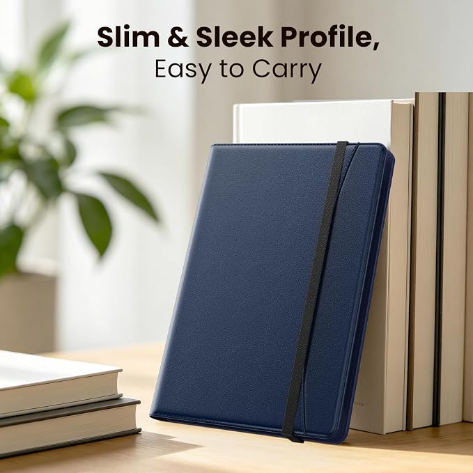 MoKo for Universal 11 inch Android Tablet Case with Pen Holder, Indigo | Fits All 9.6-11 inch Tablets, Slim 360 Degree Rotating Cover, Multi-Angle Stand, Front Pocket, No fit iPad/NO back opening