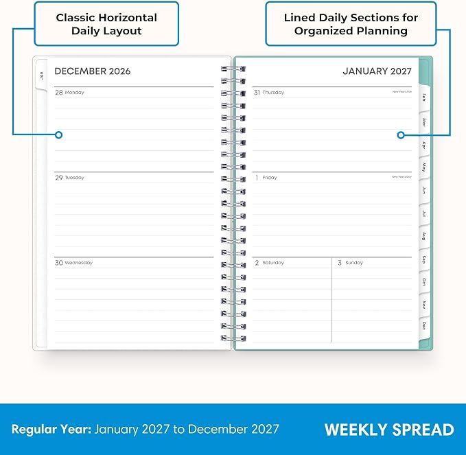 Blue Sky 2027 Weekly & Monthly Planner Calendar, 5"x8", Chloe | January 2027 - December 2027, Flexible Frosted Cover, Durable Twin Wire Binding, Laminated Tabs