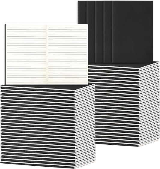 100 Pack A5 Black Cover College Ruled Notebooks Bulk, Journaling Notebooks | A5 Lined College Ruled Notebook, 8.3x5.5 Inches 60 Pages Travel Journal Notebooks Set for Work, School, Writing