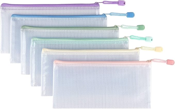 Tamaki 10 Pack Small Mesh Zipper Pouch Bags A6 Size | Waterproof Zipper Bags Pouches for Organization Office Supplies
