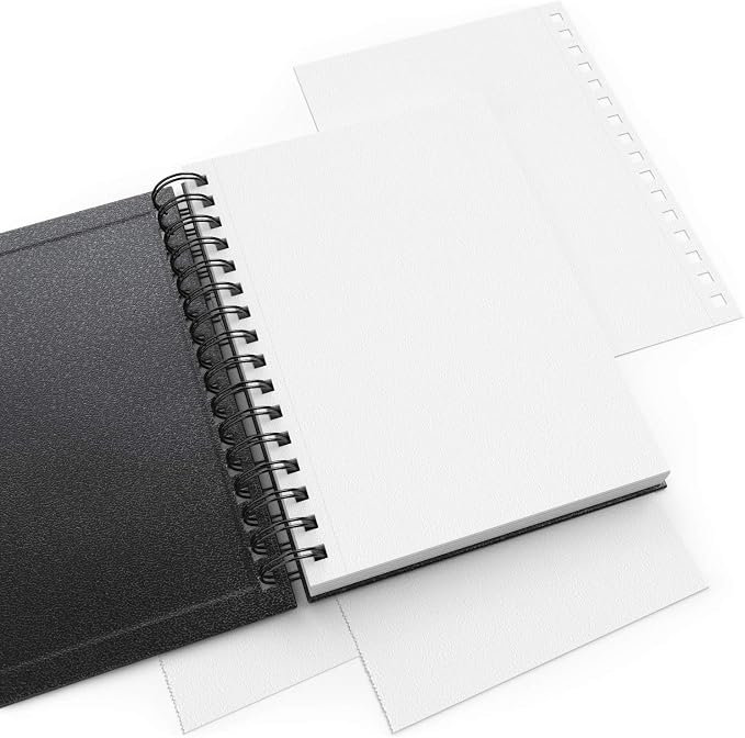 ARTEZA Watercolor Sketchbook Set, 3-Pack, 64 Pages per Book, 5.5 x 8.5 Inches, Black Hardcover Spiral Notebooks, 140-Pound Premium Watercolor Paper for Artists