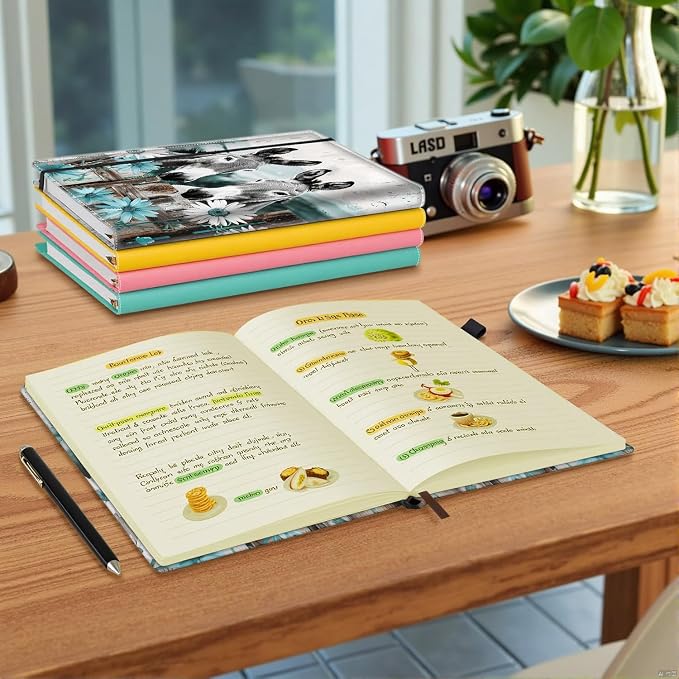 Hardcover Executive Notebooks, A5 PU Leather Lined Journal Notebook, 200 Pages Thick Paper Subject Notebooks for School,Work,Home Writing Business Notebook, Diary Book ，Donkey