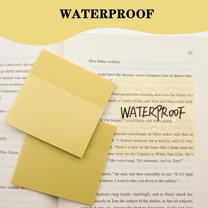 YOUDEFUL 800Pcs Transparent Sticky Notes, Morandi Yellow Clear Sticky Notes, 3"x3" Waterproof Translucent Sticky Note Pads, Index Tabs, Clear Post it Notes for Bible Study, See Through Sticky Notes