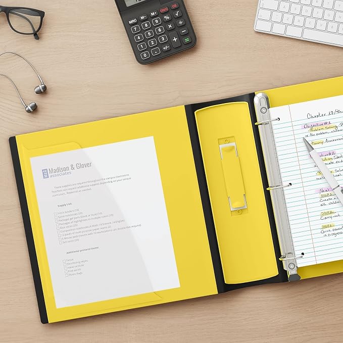 Staples Better Binder, 2" Heavy‑Duty D‑Ring 3‑Ring Binder, Yellow, Reinforced Spine, 540‑Sheet Capacity, Durable for School, Office, Filing & Presentations, 2‑Pack