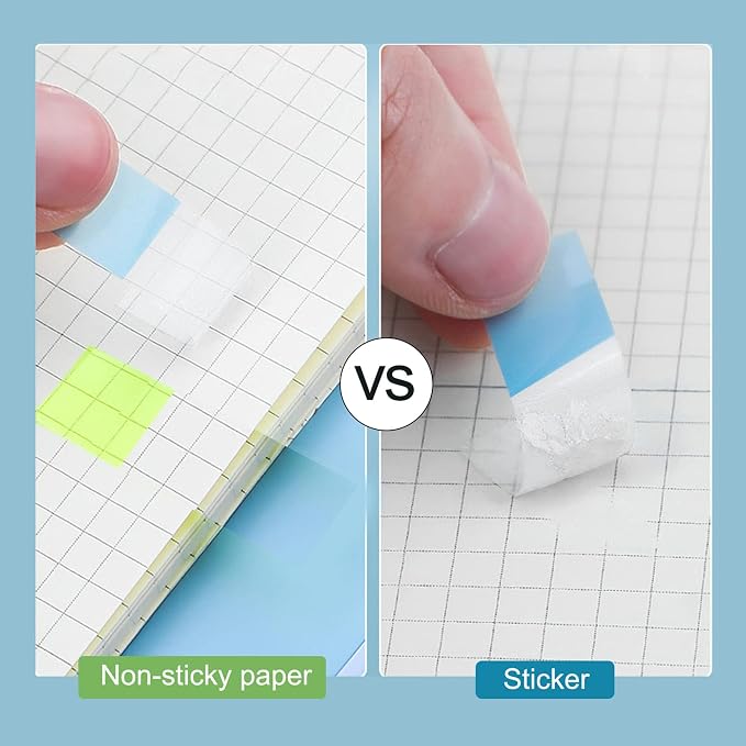 Ericter Transparent Sticky Tabs, Writable Page Markers 800 Pieces Repositionable PET Clear Book Tabs Index Tabs for Notebooks Study Office Use Adults Artists