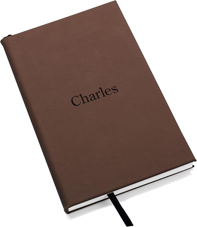 Lifetime Creations Personalized Journal Notebook (Dark Brown) - Customized Hardcover Vegan Leather Writing Notepad, Business Meeting Hard Cover Note Book Gift for Professionals